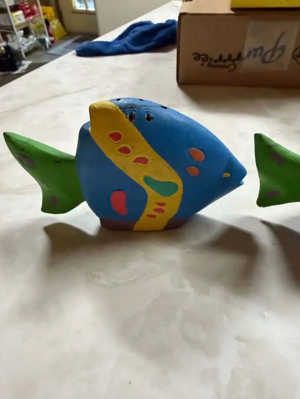 Vintage Hand Painted Colorful Ceramic Tropical Fish Salt and Pepper Shakers